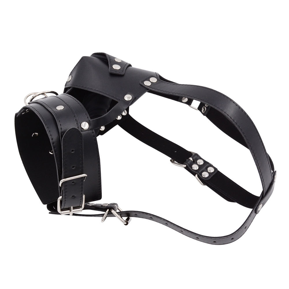 Leather Mouth Gag Ring,Full Head Harness Mask Gags Ball, Muzzle Bondage Restraint ,Adult Sex Toys