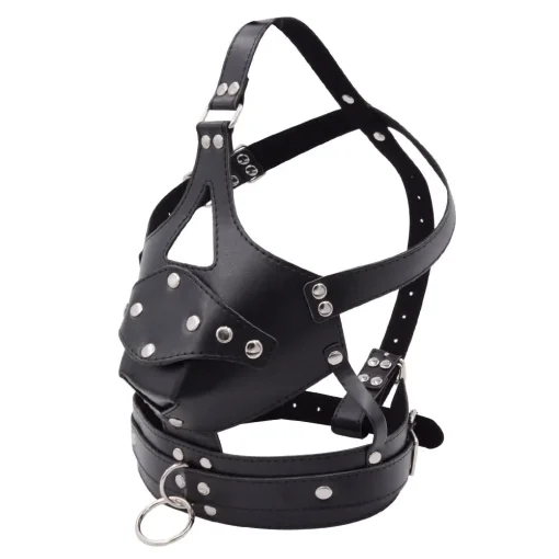 Arnês de Couro Máscara Mordaça Pênis Leather Mouth Gag Ring - Image 4