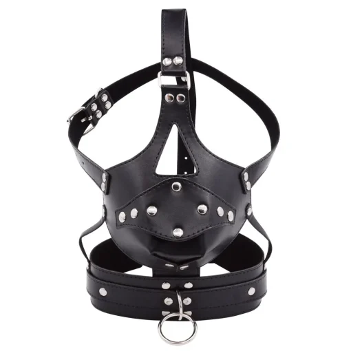 Arnês de Couro Máscara Mordaça Pênis Leather Mouth Gag Ring - Image 3