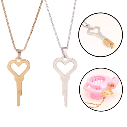 Colar Chave Castidade Coração Heart Shaped Key Necklace - Image 2