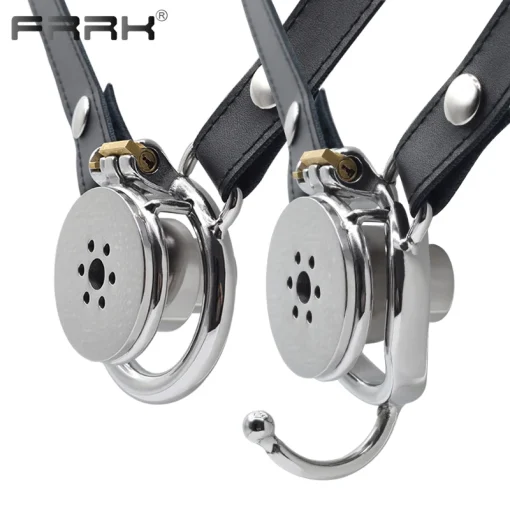 Cinto de Castidade FRRK Inverted Cylinder Chastity Cage Stainless Steel Harness Belt