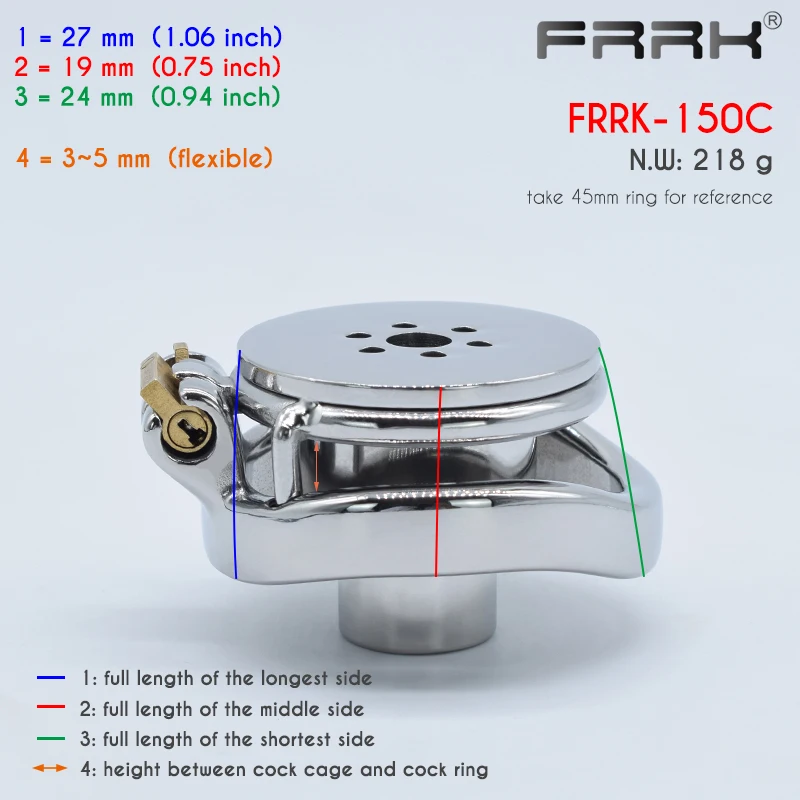 Cinto de Castidade FRRK Inverted Cylinder Chastity Cage Stainless Steel Harness Belt