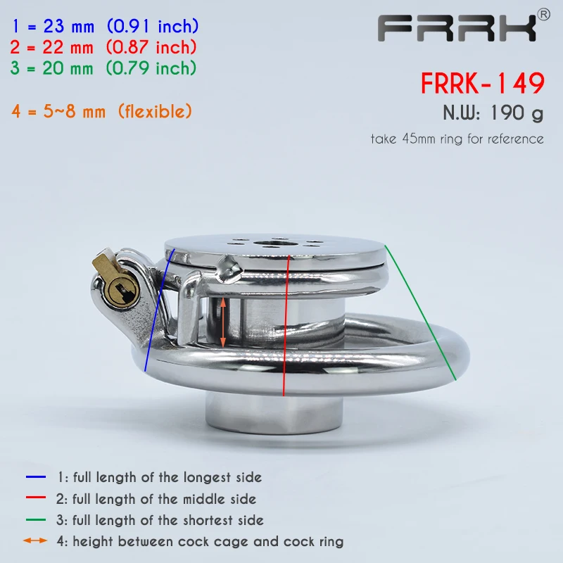 Cinto de Castidade FRRK Inverted Cylinder Chastity Cage Stainless Steel Harness Belt