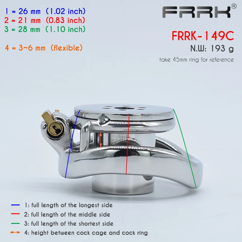 Cinto de Castidade FRRK Inverted Cylinder Chastity Cage Stainless Steel Harness Belt