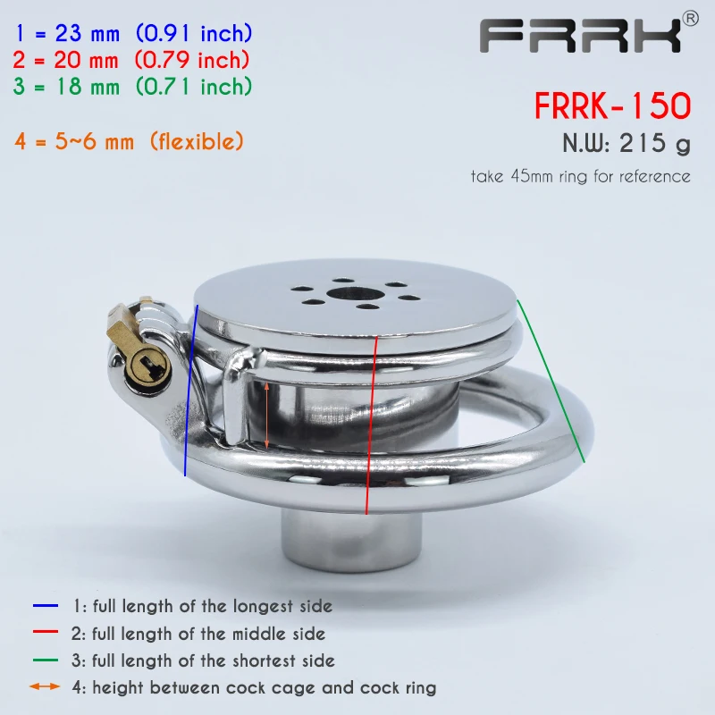 Cinto de Castidade FRRK Inverted Cylinder Chastity Cage Stainless Steel Harness Belt