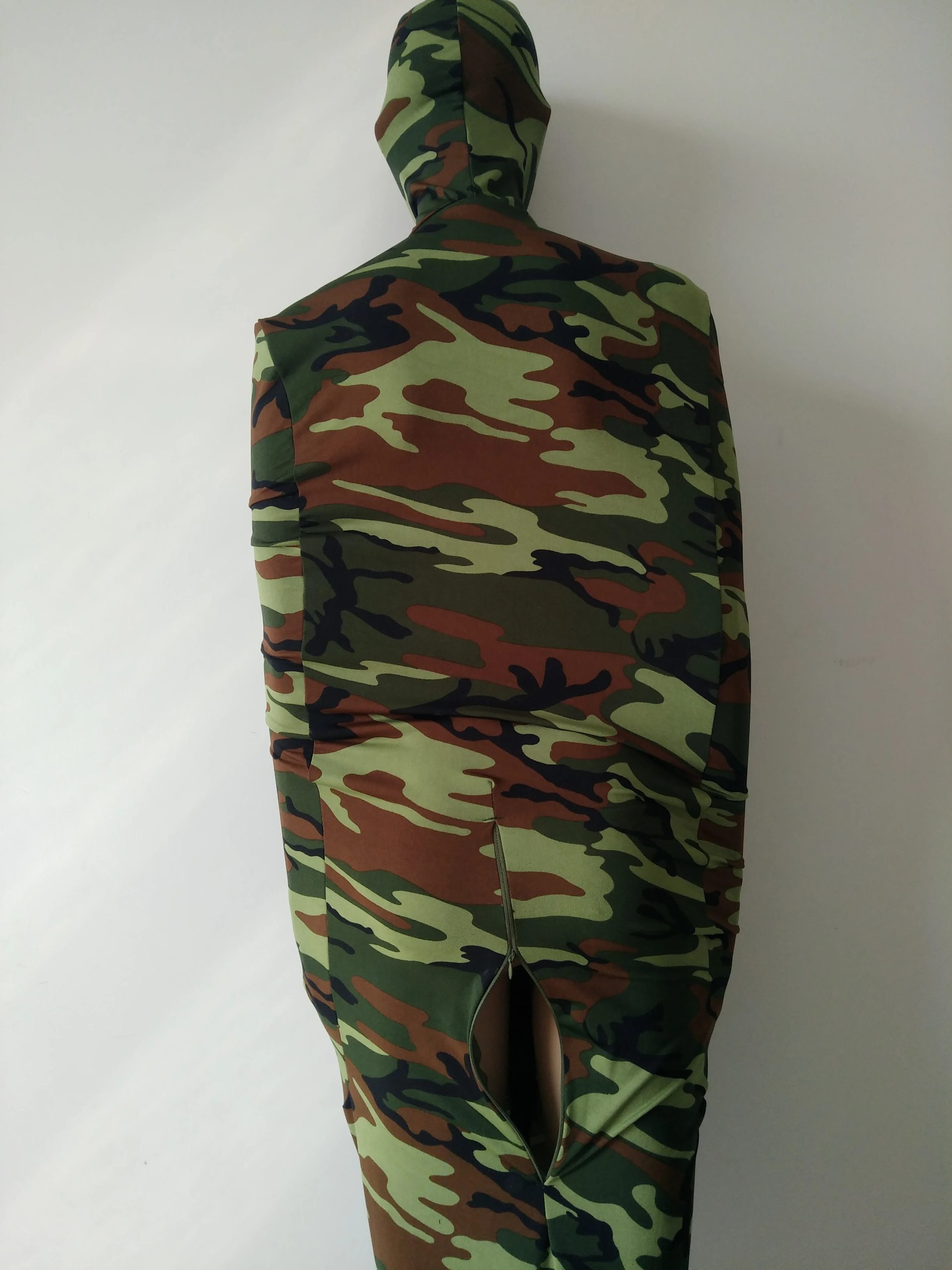 High Quality Army green camo Mummy Bag Spandex Zentai Suit With Internal Arm Sleeves Cosplay Suit