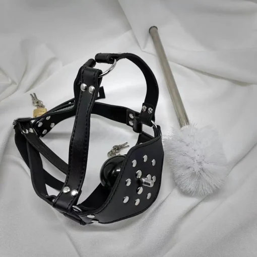 Arnês Escravo Escova Vaso Sanitário + Mordaça BDSM Harness Slave - Image 4