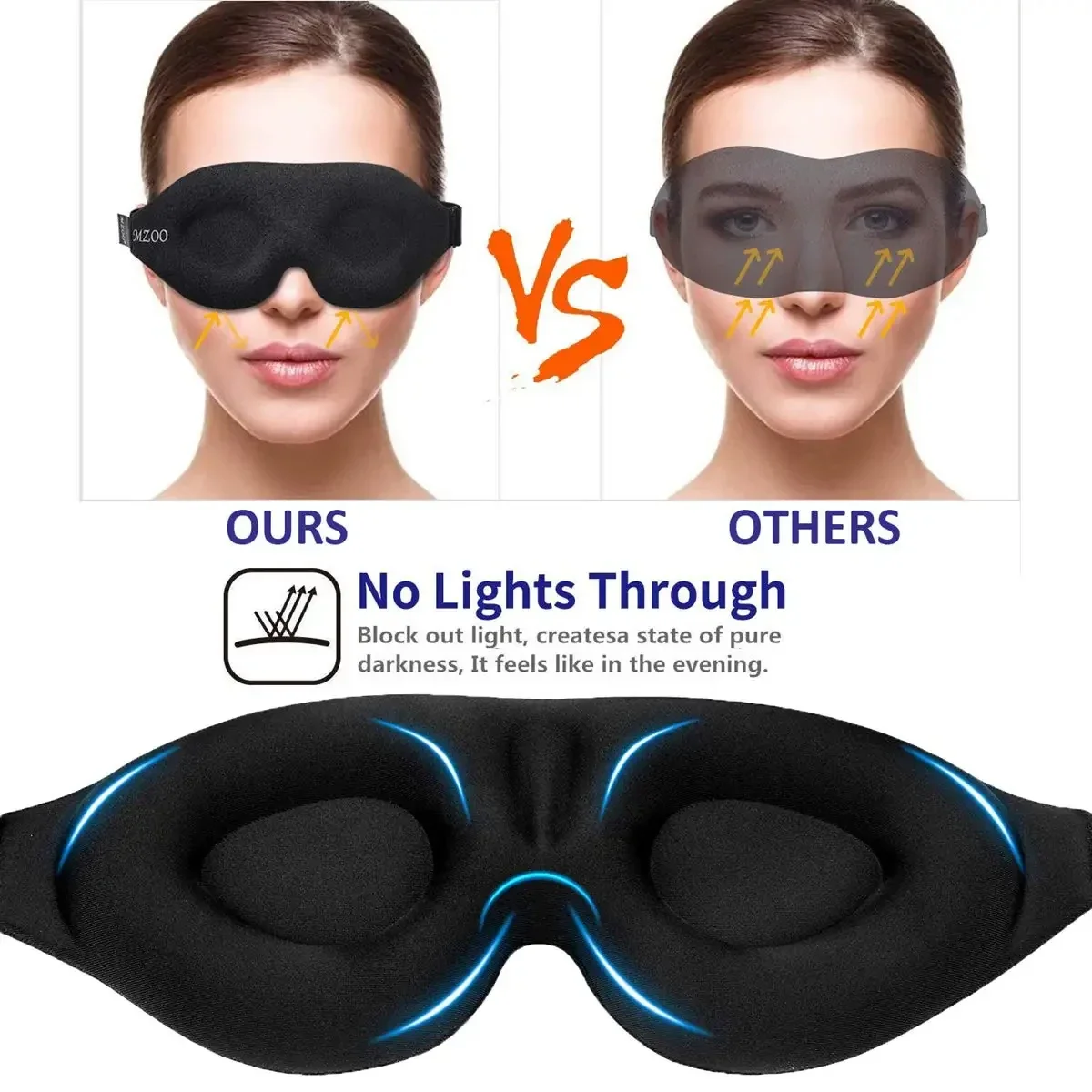 Eye Mask for Sleeping 3D Contoured Cup Blindfold Concave Molded Night Sleep Mask Block Out Light with Women Men