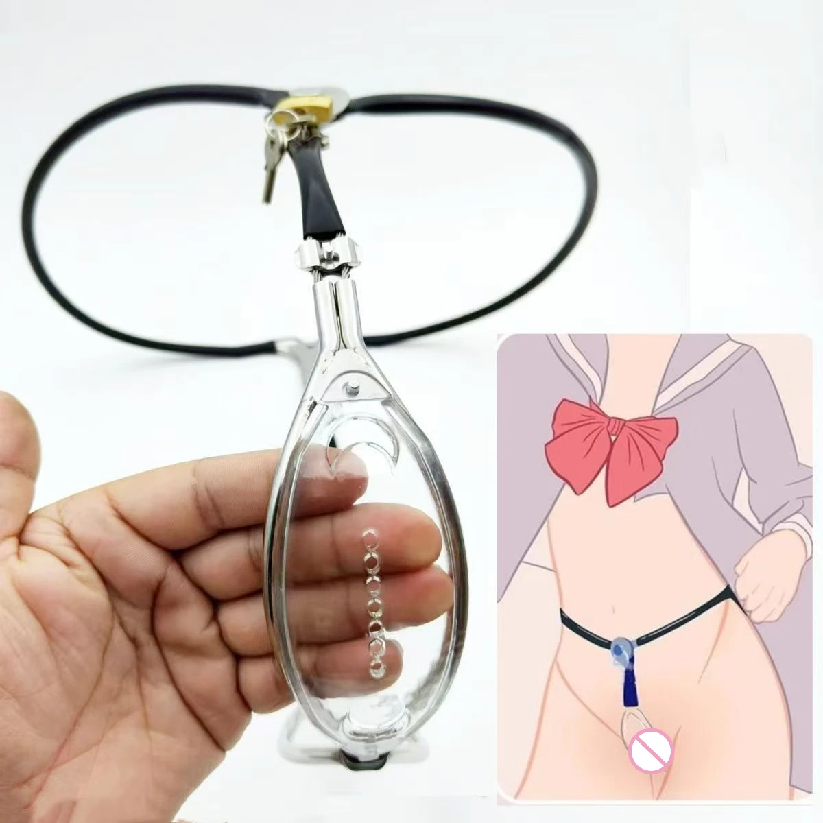 Transparent Female Chastity Belt Pussy Plug Lightweight Panty Chastity Belt Lock Panty Adjustable Adult Fetish Sex Toys Sissy 18