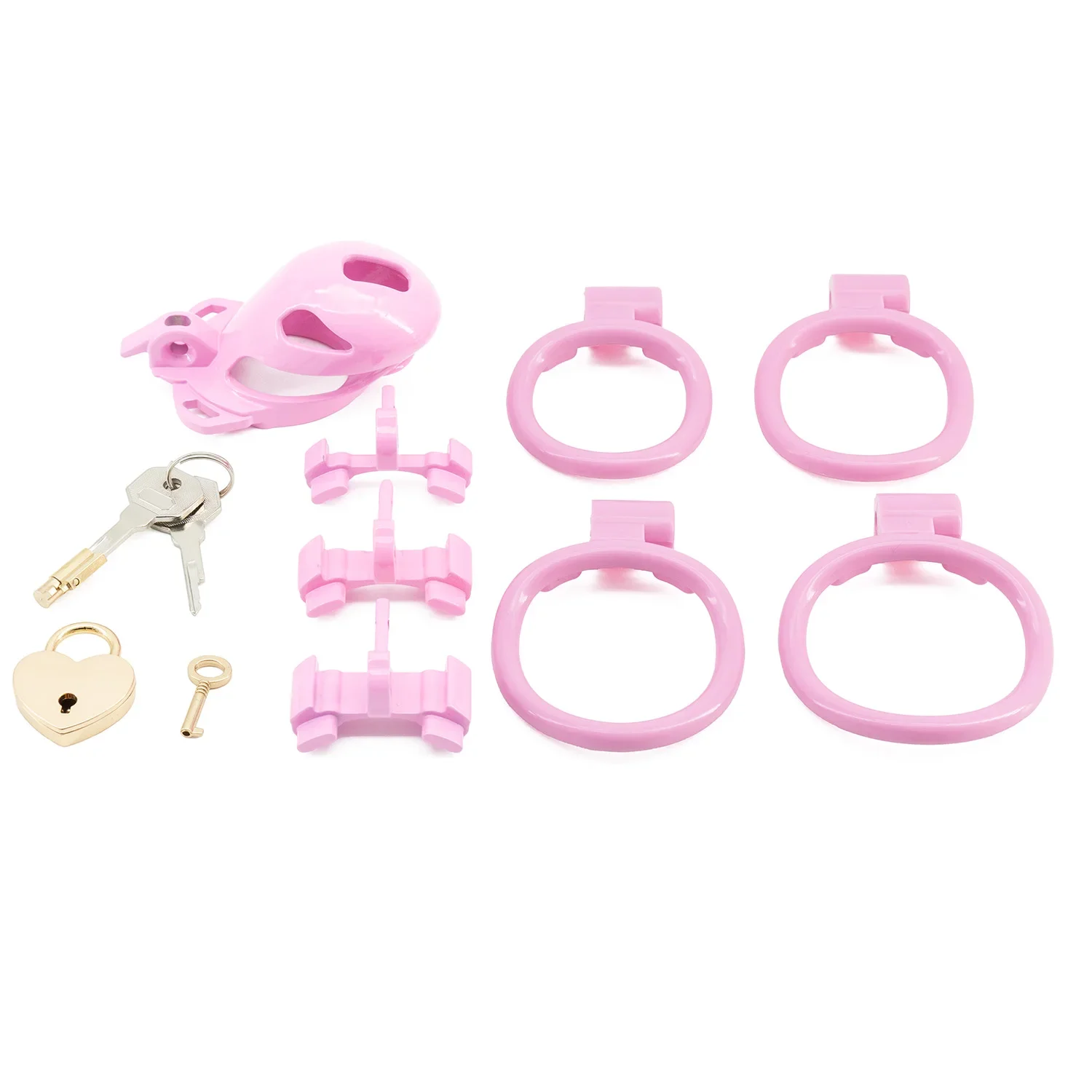 New Pink Double Lock Chastity Cage 정조대 BDSM Penis Abstinence Cock Cage with 4 Size Rings Male Gay Fetish Sex Toys Jaulas Sissy