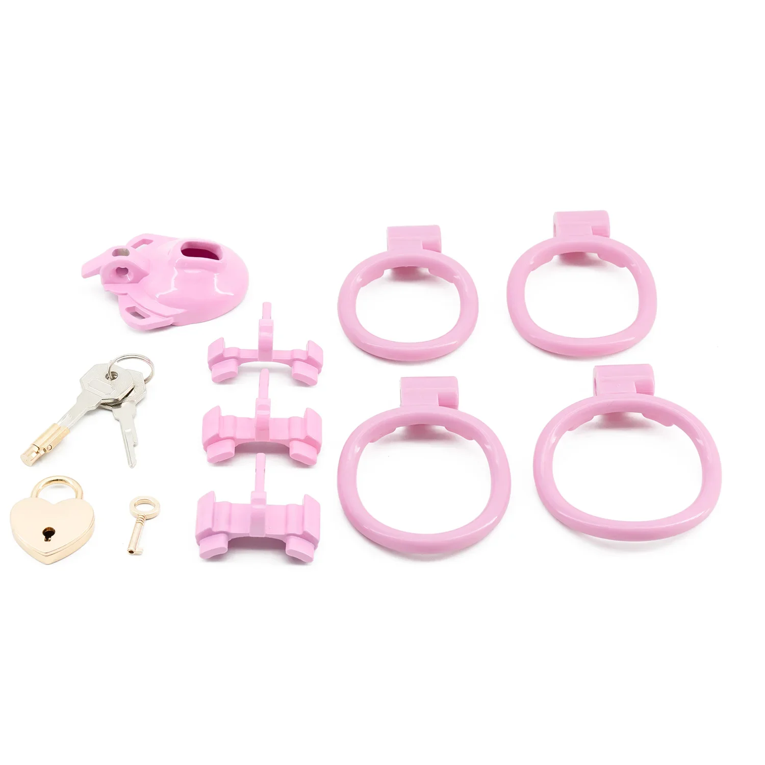 New Pink Double Lock Chastity Cage 정조대 BDSM Penis Abstinence Cock Cage with 4 Size Rings Male Gay Fetish Sex Toys Jaulas Sissy