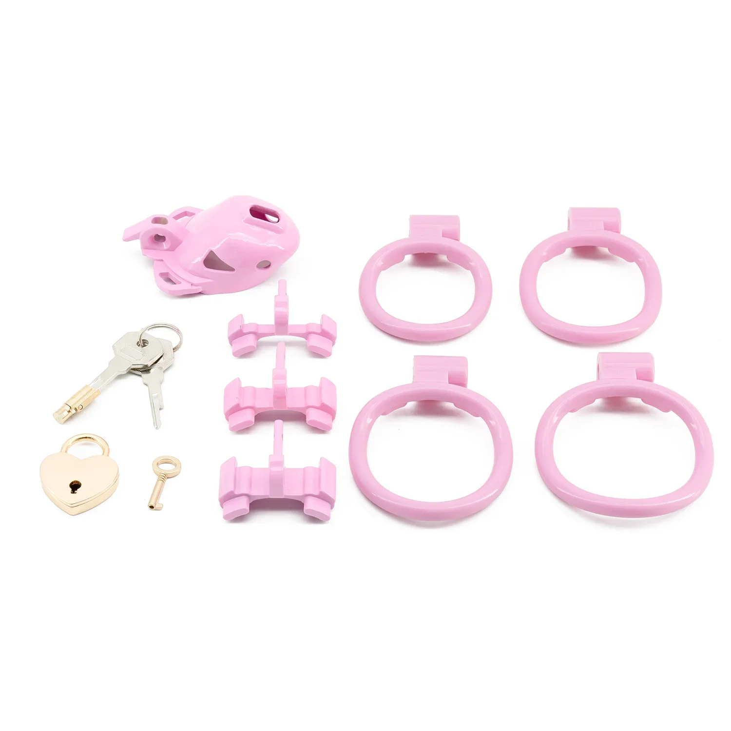 New Pink Double Lock Chastity Cage 정조대 BDSM Penis Abstinence Cock Cage with 4 Size Rings Male Gay Fetish Sex Toys Jaulas Sissy