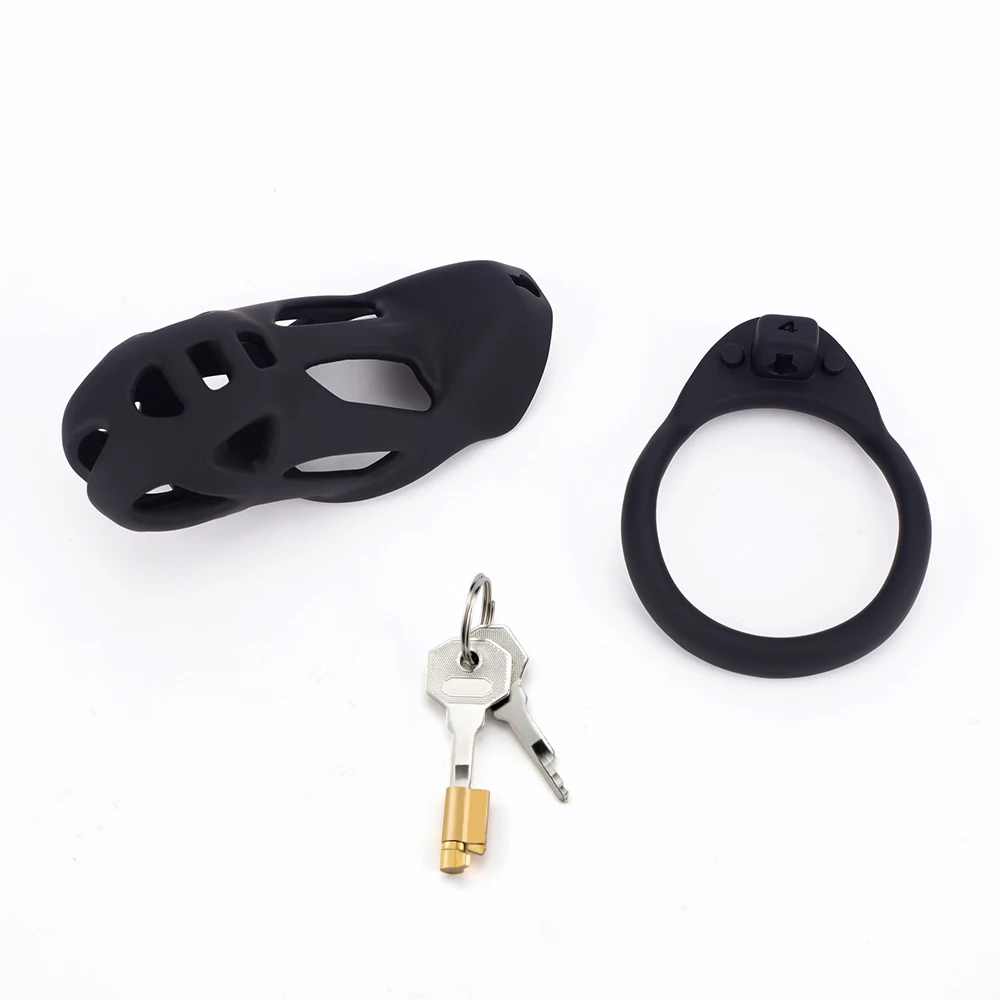 New Skin Touch Resin Chastity Cage 3D Printing Cock Cage With 4 Rings Lightweight Male Penis Cage Lock BDSM Sex Toys for Men