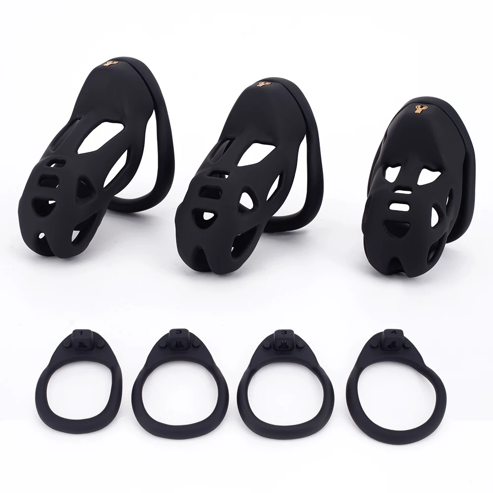 New Skin Touch Resin Chastity Cage 3D Printing Cock Cage With 4 Rings Lightweight Male Penis Cage Lock BDSM Sex Toys for Men