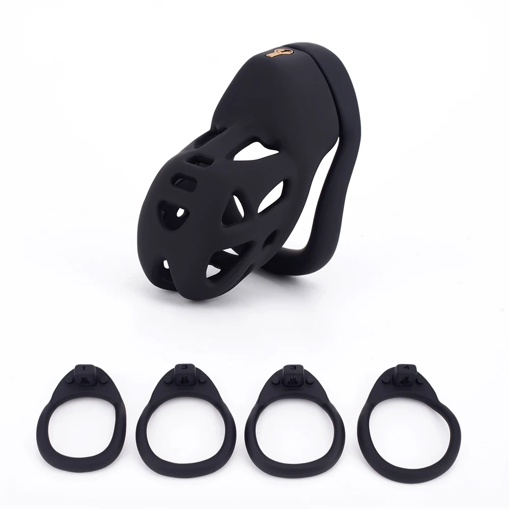 New Skin Touch Resin Chastity Cage 3D Printing Cock Cage With 4 Rings Lightweight Male Penis Cage Lock BDSM Sex Toys for Men